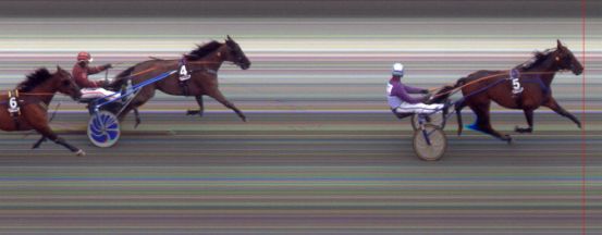 Målfoto for løp 6 på bane BI den 08.02.2014