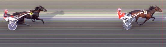 Målfoto for løp 1 på bane BI den 13.04.2014