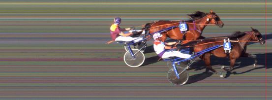 Målfoto for løp 2 på bane BI den 25.07.2014