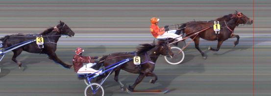 Målfoto for løp 1 på bane BI den 27.07.2014