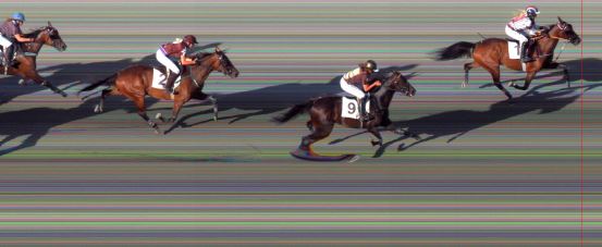 Målfoto for løp 3 på bane BI den 01.08.2014