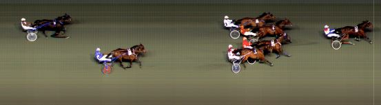 Målfoto for løp 6 på bane BI den 06.04.2018