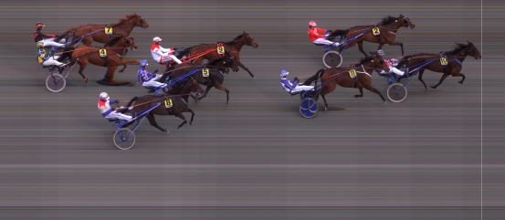 Målfoto for løp 1 på bane BI den 30.03.2019