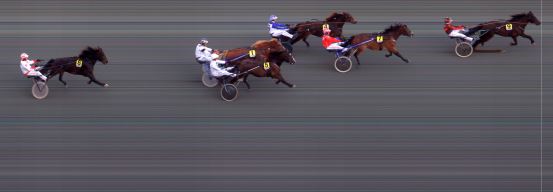 Målfoto for løp 1 på bane BI den 20.08.2019