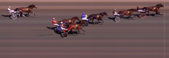 Målfoto for løp 1 på bane BI den 25.07.2020