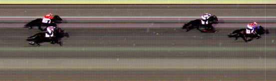 Målfoto for løp 1 på bane BI den 09.03.2021