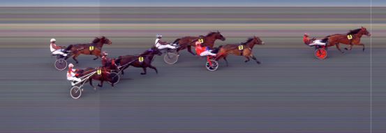 Målfoto for løp 1 på bane BI den 09.04.2021