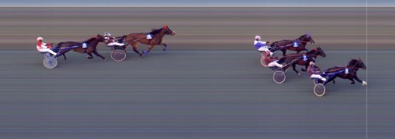 Målfoto for løp 2 på bane BI den 13.04.2021