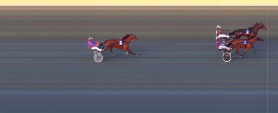 Målfoto for løp 2 på bane BI den 16.04.2021