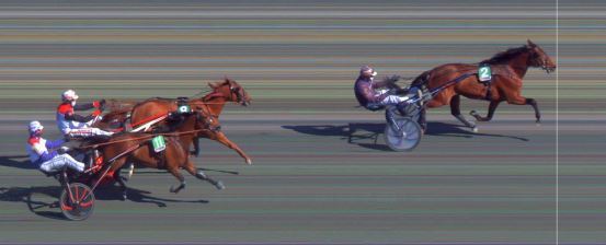 Målfoto for løp 4 på bane BI den 19.04.2021