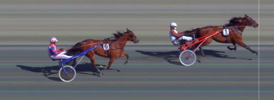 Målfoto for løp 5 på bane BI den 19.04.2021