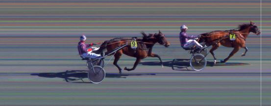 Målfoto for løp 1 på bane BI den 26.04.2021