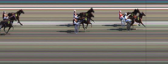 Målfoto for løp 1 på bane JA den 11.07.2014