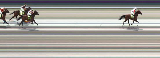 Målfoto for løp 1 på bane JA den 13.07.2014