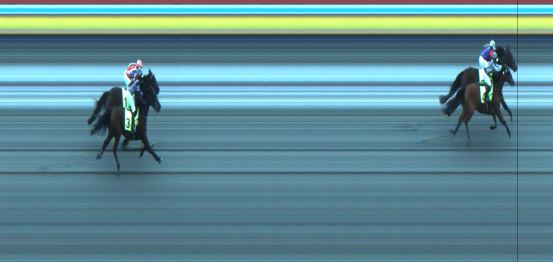 Målfoto for løp 1 på bane JA den 16.02.2019