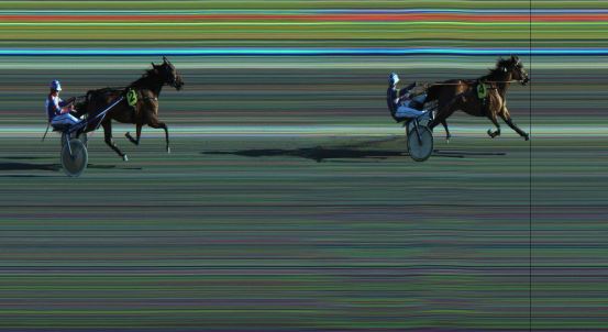 Målfoto for løp 1 på bane JA den 19.04.2020