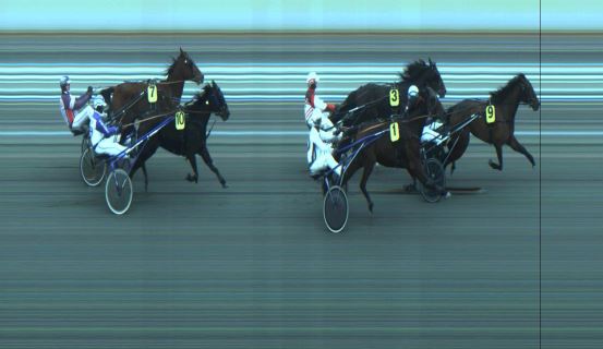 Målfoto for løp 1 på bane JA den 15.02.2023