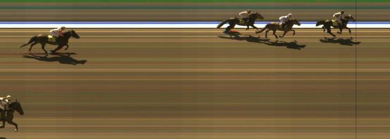 Målfoto for løp 1 på bane KL den 18.04.2014