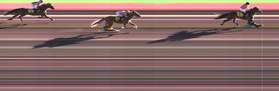 Målfoto for løp 1 på bane KL den 11.04.2024