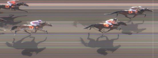 Målfoto for løp 1 på bane MO den 21.07.2015