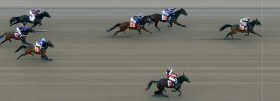 Målfoto for løp 2 på bane MO den 10.04.2023